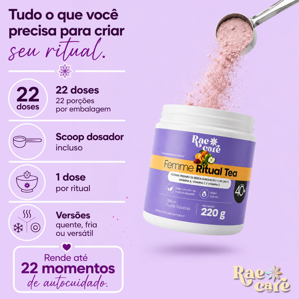 Femme Ritual Tea – pote 220g sabor Frutas Tropicais RaeCare