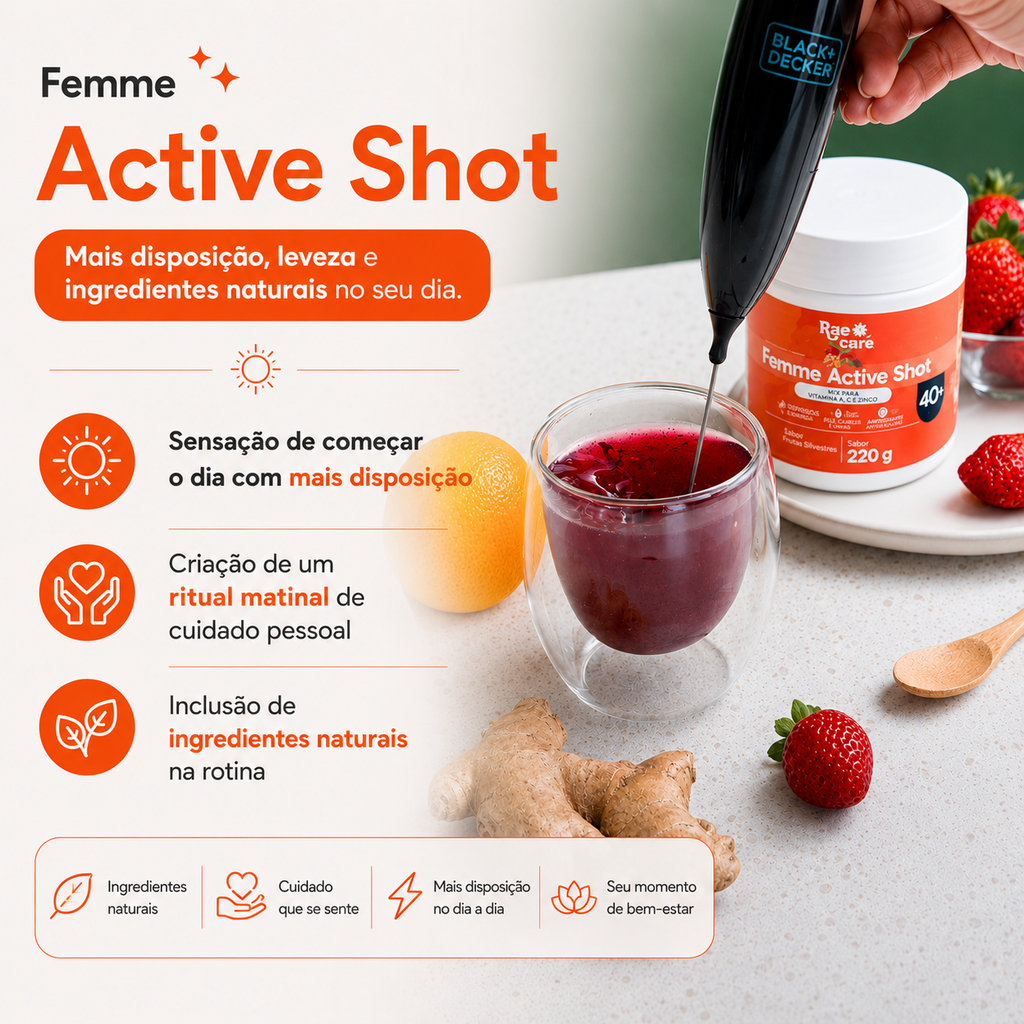 Femme Active Shot – pote 220g sabor Frutas Silvestres